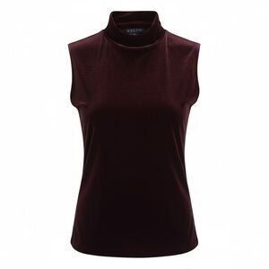 Ralph Lauren Blue Label Velvet Mock Neck Blouse Burgundy Top Made USA VTG 90s